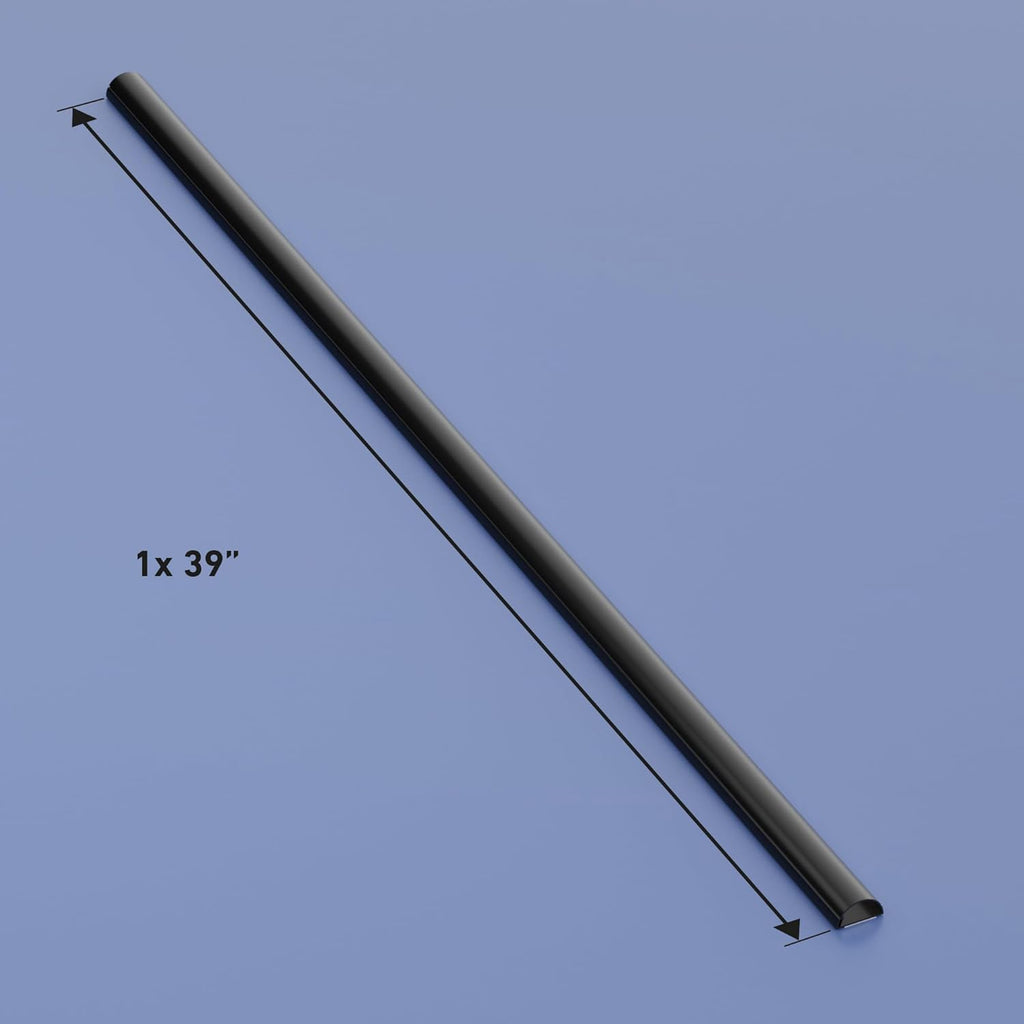D-Line Half Round Cord Hider, Patented Cable Cover, Hide TV Wall Mount Wires, Raceway for Cords, Decorative Wire Covers, Paintable, Adhesive Cable Concealer - 1x 1.18in W x 0.59in H x 39in L - Black