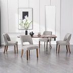 VKNOW Wooden Dining Chairs Set of 4, Modern Fabric Upholstered Dining Room Chair Kitchen Chairs, Farmhouse Dinner Chair for Kitchen Dining Room, Grey