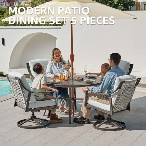 NATURAL EXPRESSIONS 5-Piece Patio Dining Set,4 Swivel Rockers & Round Table