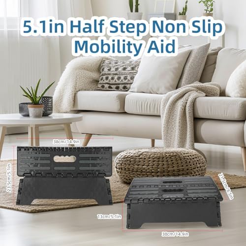 Folding Step Stool Step Stool Holds Up to 300 lb Plastic Foldable Step Stools...