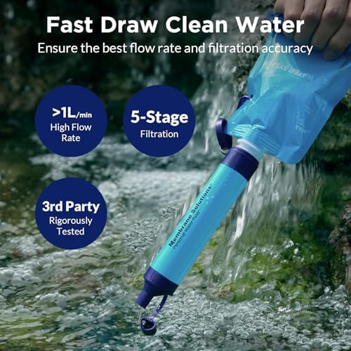 Membrane Solutions Squeezable Water Filtration System, Survival Water Purifie...