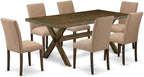 East West Furniture X777AB747-7 7 Piece Dining Room Furniture Set Consist of a Rectangle Dining Table with X-Legs and 6 Light Sable Linen Fabric Parsons Chairs, 40x72 Inch, Multi-Color