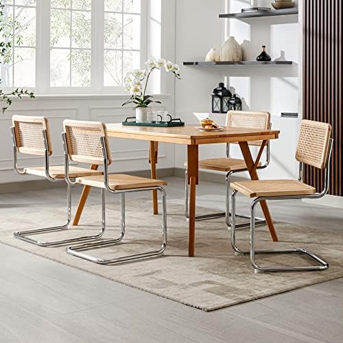 Rattan Dining Chairs Mid Century, Cesca Chairs Set of 2 for Kitchen Room