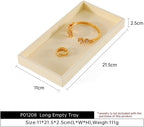 Dark Blue Jewelry Display Tray Ring Necklace Earring Bangle Organizer Multifunctional Storage Case for Jewelry Showcase (Long Empty Tray(beige))