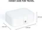 Travel Jewelry Box, Small Jewelry Organizer Boxes for Women Girls, 2 Layer Travel Jewlery Case, PU Leather Mini Portable Jewerly Storage Display Holder for Earrings, Ring, Necklaces, Bracelets White1