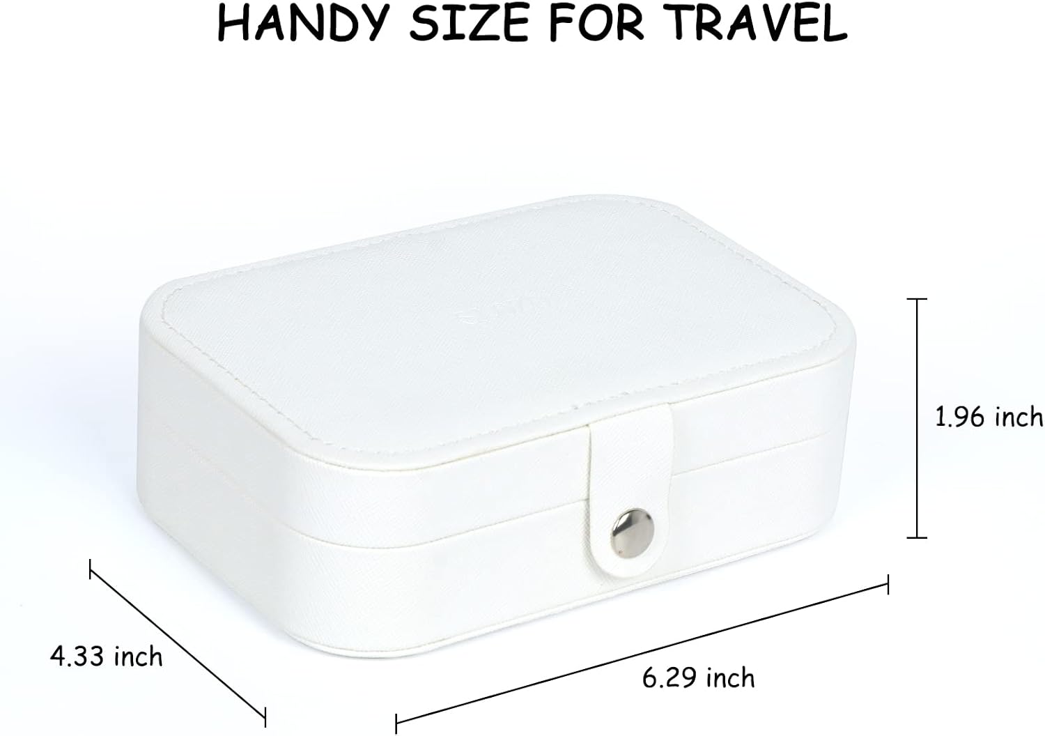 Travel Jewelry Box, Small Jewelry Organizer Boxes for Women Girls, 2 Layer Travel Jewlery Case, PU Leather Mini Portable Jewerly Storage Display Holder for Earrings, Ring, Necklaces, Bracelets White1
