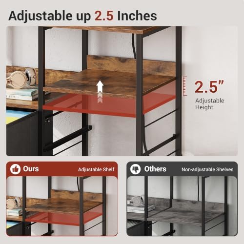 DEVAISE 3 Drawer Mobile File Cabinet with Storage Shelf, Charging Station | R...
