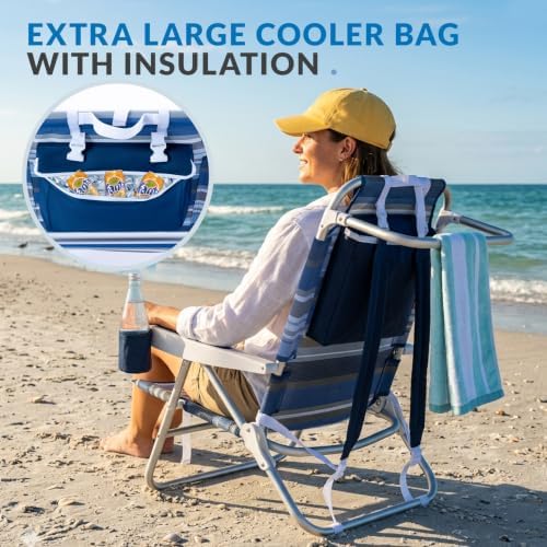Beach Chair 2 Pack Aluminum 5 Positions Lay Flat Mesh Fabric Folding Beach Re...