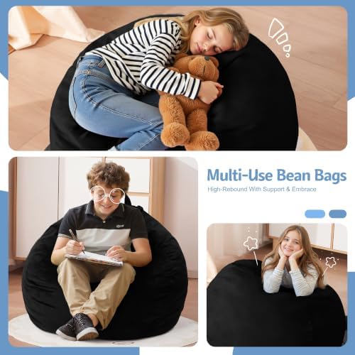 Homguava 2FT Bean Bag Chair,2' Bean Bags with Handle,Small Beanbag Chair ...
