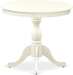 East West Furniture AMDA3-LWH-W 3 Piece Dinette Set for Small Spaces Contains a Round Kitchen Table with Pedestal and 2 Dining Chairs, 36x36 Inch, Linen White