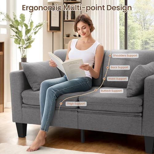 SEJOV 6-in-1 Convertible Sofa Bed, 58" Loveseat Sleeper Sofas, Gray | Pu...