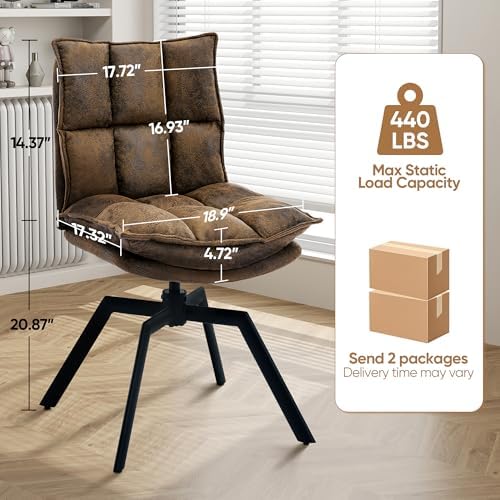 Swivel Dining Chairs Set 4,Mid-Century Modern PU Upholstered with 360°AUTO Sw...