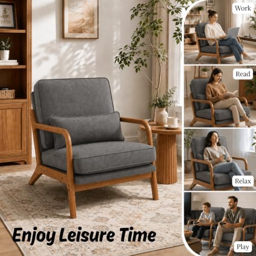 Karl home Mid-Century Modern Accent Reading Chair, Grey