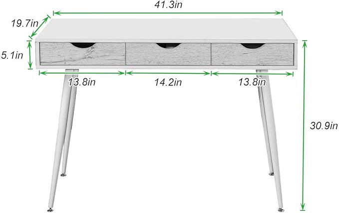 Need White Desk with Storage Desk Drawer Dressing Table,Writing Computer Desk Modern with 3 Drawers, Makeup Vanity Table GCBG1016-ND