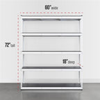 SafeRacks Modular Garage Shelving - 5 Tier Storage Shelves, Tall Metal Rack Shelves for Storage, Heavy Duty Steel Shelf Organizer for Garage, Or Kitchen Pantry (White, 18 x 60 x 72)