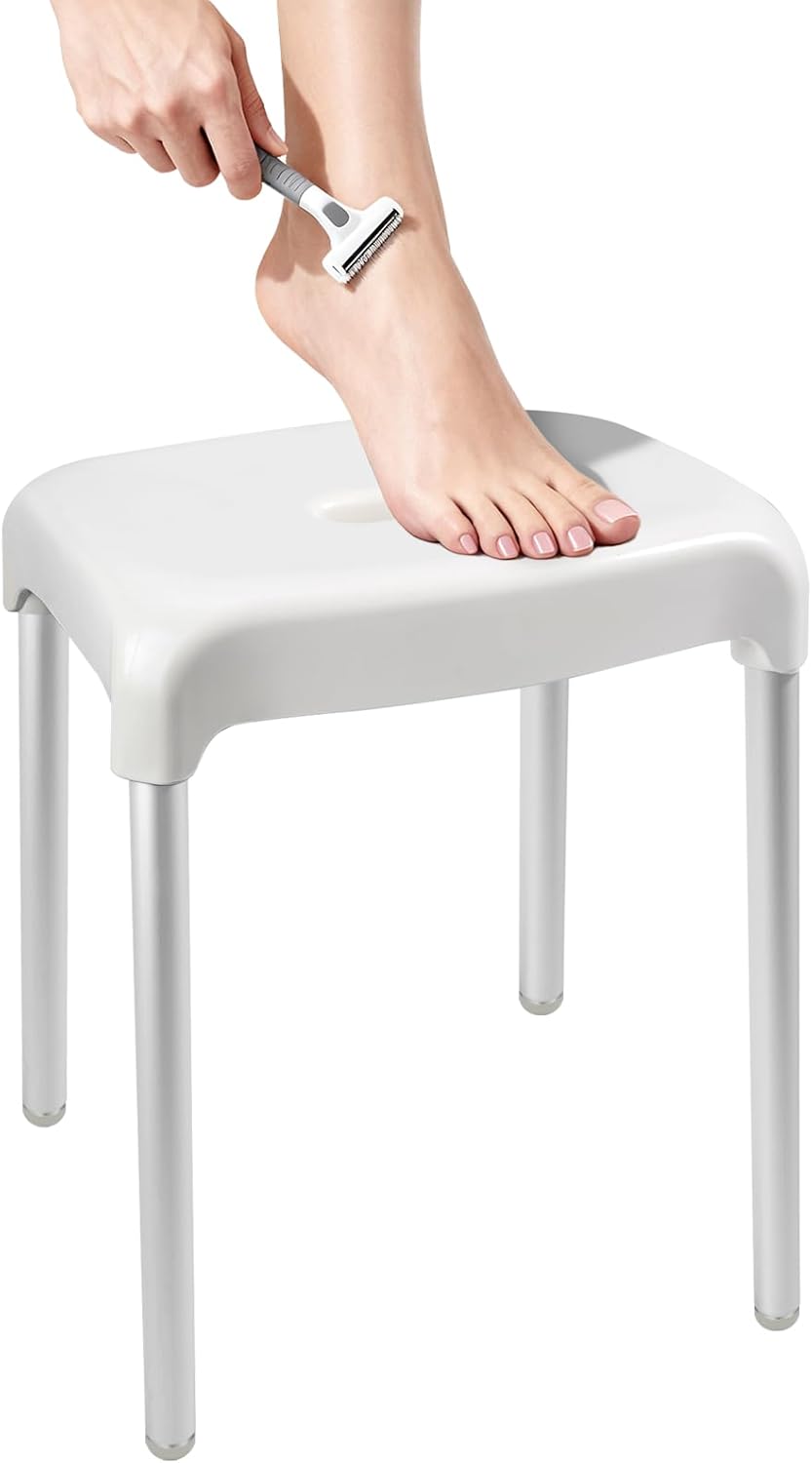 Umimile Shower Stool for Shaving Legs - Fixed Height, Sturdy 330 lb Bath Seat - Anti-Slip Safety Shower Stool for Elderly and Disabled, Tool-Free Assembly (Height: 15.8")