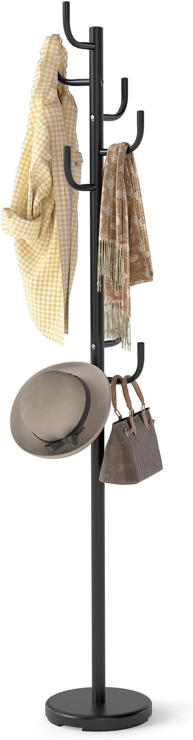 Giantex Heavy-Duty Coat Rack Freestanding, 69" Metal Cactus Clothes Stand with 8-Hook & 2 Height Options, Weight Base, Modern Coat Tree Hanger Stand for Bags, Purse Hat Rack Entryway, Bedroom, Office