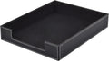 Leather Letter Tray, Office Supplies Desk Organizer for Mail Paper Files Magazines Jewelry Cosmetics,Luxury Letter Holder&Multipurpos Stackable Office Desktop Storage Box,Black