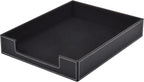 Leather Letter Tray, Office Supplies Desk Organizer for Mail Paper Files Magazines Jewelry Cosmetics,Luxury Letter Holder&Multipurpos Stackable Office Desktop Storage Box,Black