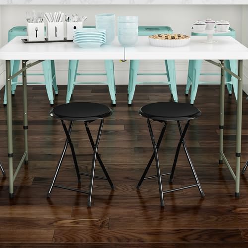 Lavish Home Portable Folding Stool with Backless Seat Set of 2, Black, 18”