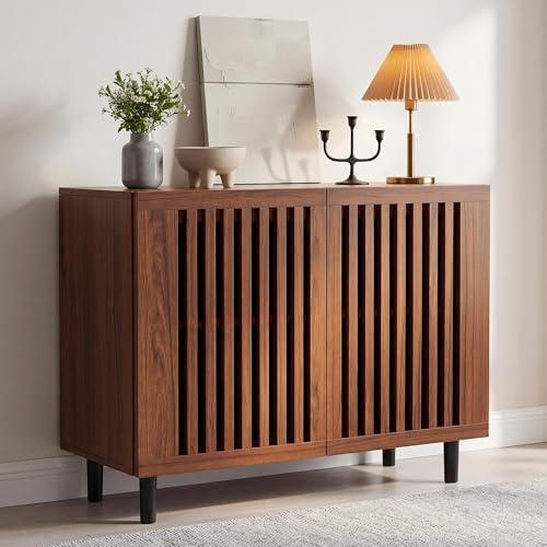 31.5" Buffet Cabinet with Storage, Brown Sideboard Coffee Bar Cabinet