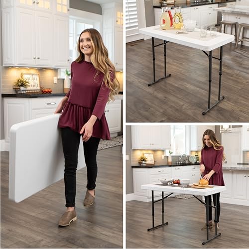 Lifetime Commercial Height Adjustable Folding Utility Table, 4-Foot