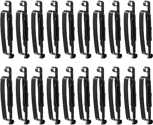 20 Pcs Metal Belt Clip Reusable Slides Strap Clip Holder for Outdoor Camping Belt Kettle Sling Bag Backpack, Black