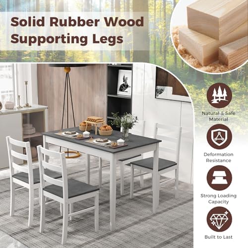 GOFLAME 5 Piece Dining Table Set for 4, Farmhouse Kitchen Table and 4 Chairs ...