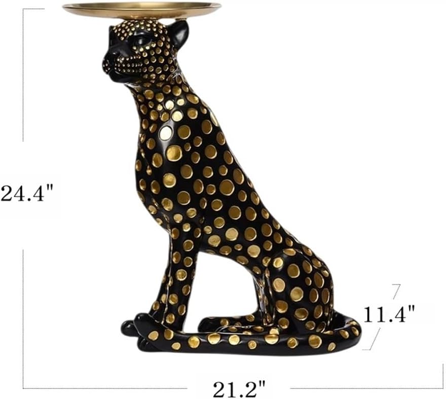Luxury Panther Side Table with Tray, Fiberglass Resin Floor Sculpture, Decora...