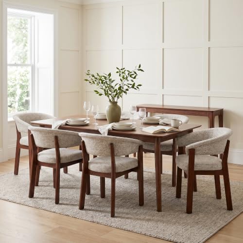 COLAMY Fully Assembled Upholstered Dining Chair Set of 4,Solid Red Oak Wood K...