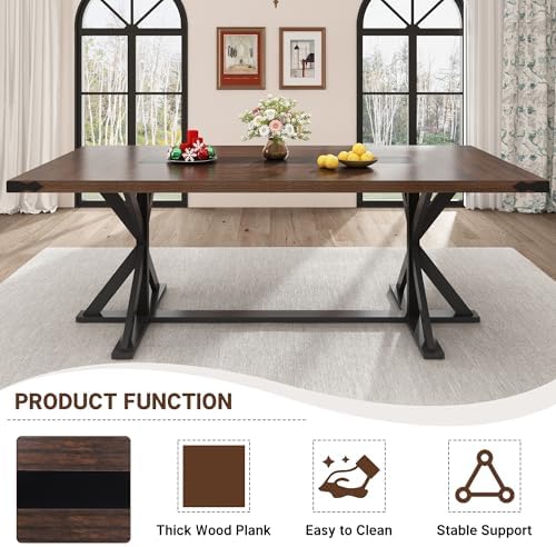 Hlivelood Dining Table for 6 8 People,Rectangular Kitchen Farmhouse Table W/W...
