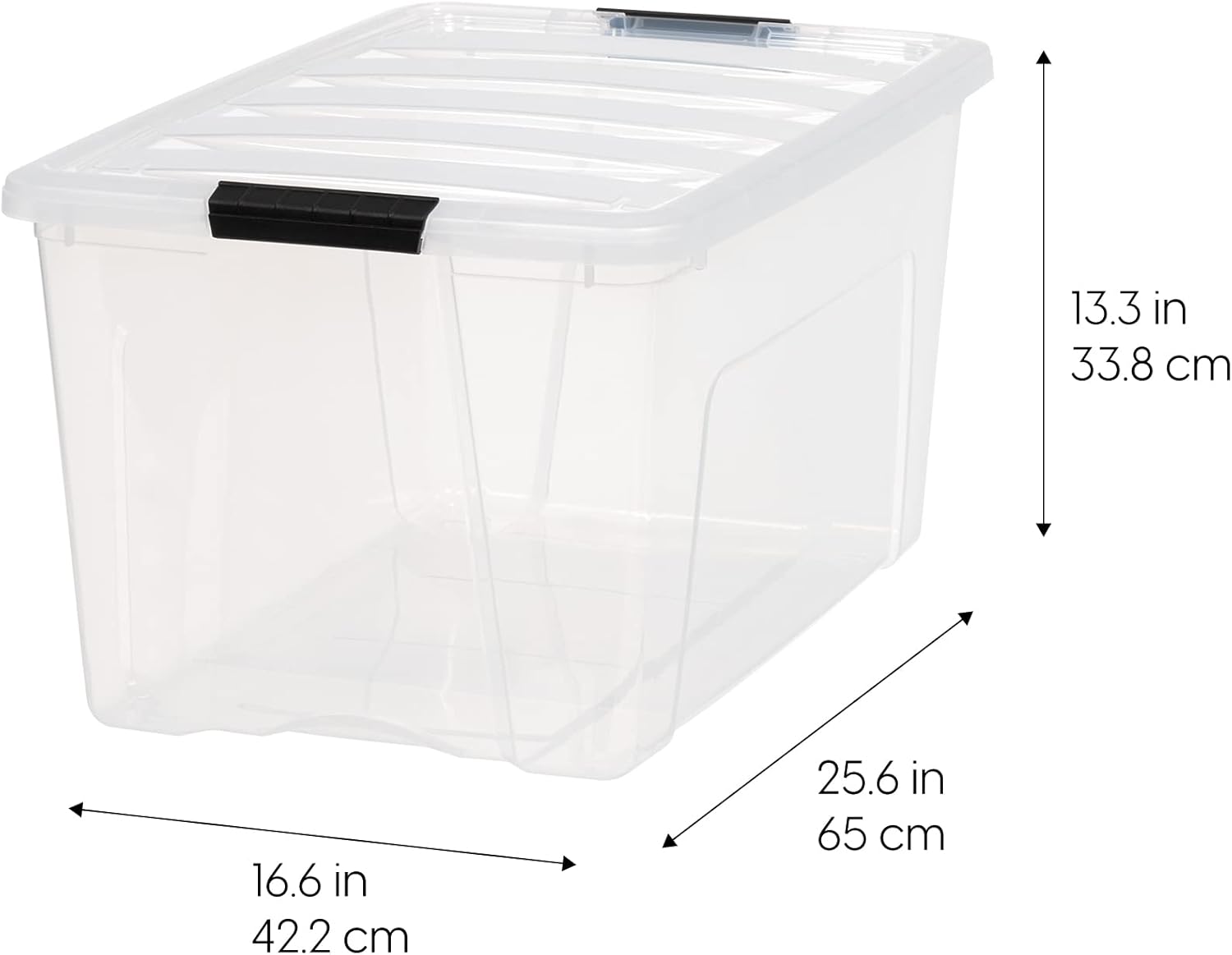 IRIS USA 72 QT Plastic Storage Box with Lid and Latches - 4 Pack - BPA-Free, See-Through Organizing Solution, Durable Nestable Stackable Containers, Secure Pull Handle - Clear