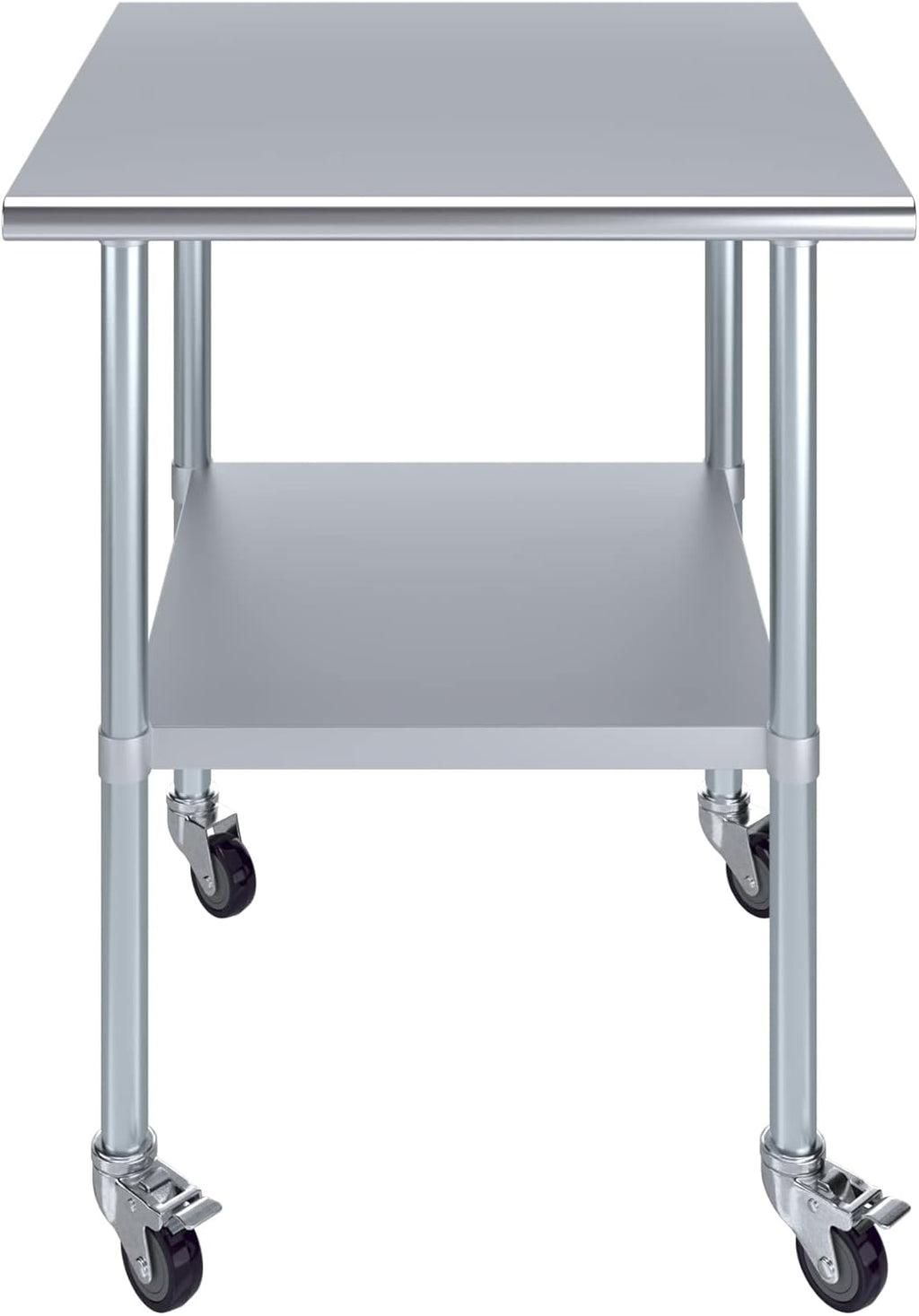 AmGood 30" x 30" Stainless Steel Work Table with Casters | Heavy Duty Metal Utility Table On Wheels | Kitchen Island Cart