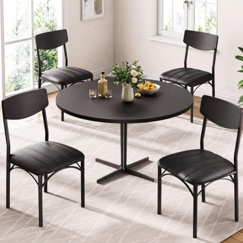 Jocoevol Dining Chairs Set of 4 - Upholstered Dining Room Chairs with PU Leat...