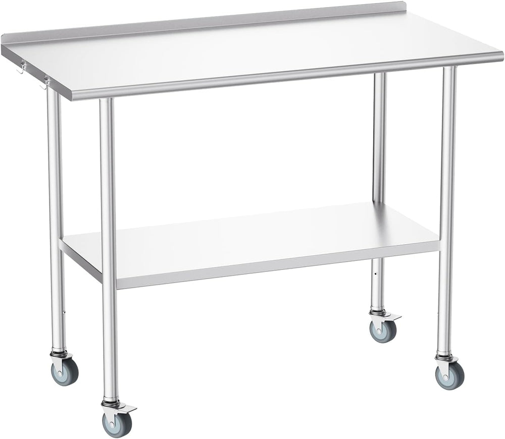 Atelicf NSF Stainless Steel Prep Table 24X48 inch, Backsplash & Casters |...