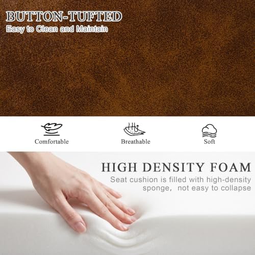 DUHOME Button-Tufted Ottoman Bench, Upholstered Bedroom Benches Leather Footr...