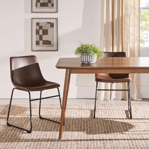 Walker Edison Mid-Century Modern Solid Wood Tapered-Leg Dining Table, 59 Inch...