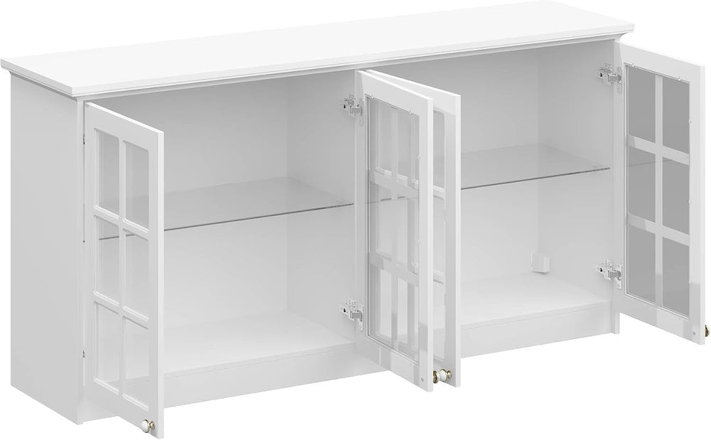 Timechee Large Cupboard, Modern Kitchen Food Pantry Storage Cabinet, White Ha...