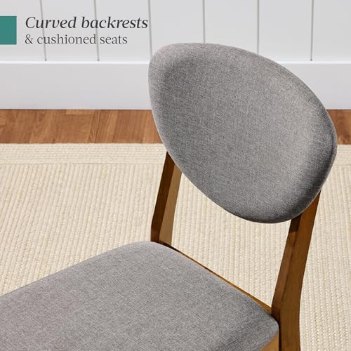 Best Choice Products Wooden Dining Chairs, Wood Mid-Century Modern Upholstere...