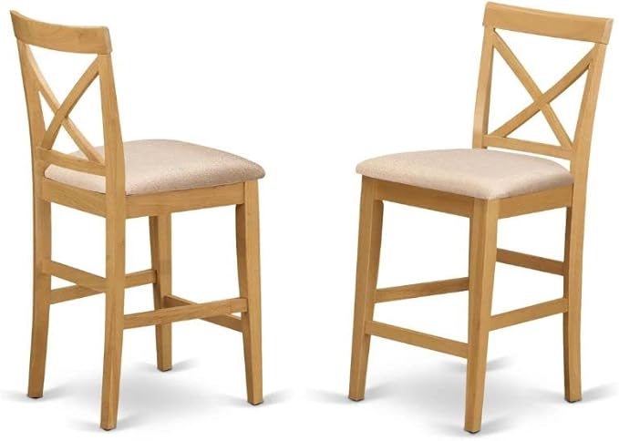East West Furniture CAPU7H-OAK-C 7 Piece Kitchen Counter Height Dining Table Set Consist of a Rectangle Dining Room Table and 6 Linen Fabric Upholstered Chairs, 36x60 Inch, Oak