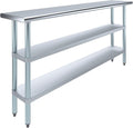 AmGood Stainless Steel Work Table with 2 Shelves | NSF | Metal Utility Table (72" Long x 14" Deep)