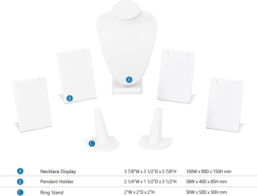MOOCA Jewelry Display Set, Necklace Display Bust, Earring Organizer, Ring Holder Stand for Showcase and Store, Premium Fabric