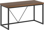 FOLUBAN Modern Computer Desk, Rustic Wood and Metal Study Writing Table, Simple Work Gaming PC Desk for Home Office, Walnut 53 Inch
