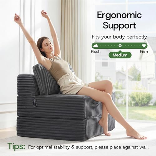 Convertible 4-in-1 Folding Sofa Bed Sleeper Chair Couch Foldable Chaise Loung...