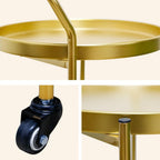 TRIROCKS 18 * 31" H Round Gold 3-Tier Rolling Bar Cart with Wheels Elegant Metal Frame Serving Cart for Kitchen, Dining Room, or Living Room Display and Storage