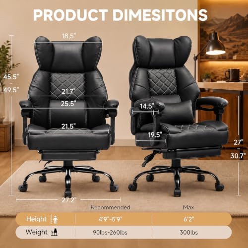 GTPLAYER Big&Tall Ergonomic Gaming Chair, Wide Spring Seat, Linkage Armre...