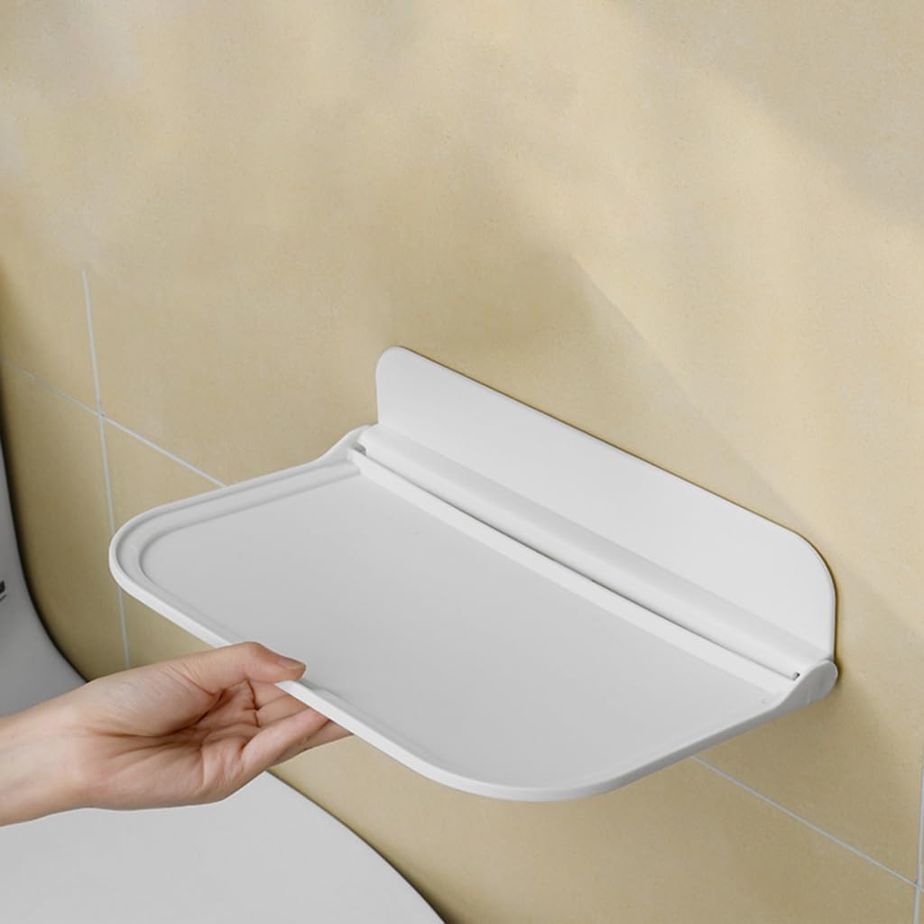 Wall Mounted Small Floating Shelf, Foldable Adhesive Plastics Floating Shelf, Stick On Wall for Bathroom Kitchen, Wall Mounted RV-Shelves, Bedside Extra Storage
