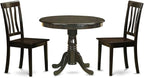 East West Furniture ANTI3-CAP-W 3 Piece Dining Set Contains a Round Kitchen Table with Pedestal and 2 Dining Chairs, 36x36 Inch, Cappuccino