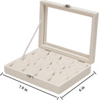 Jewelry Box Necklace Organizer Tray, Beige Necklace Display Case for Storage Jewelry Small Necklaces Display Stand 12 Slot Pendant Holder for Women