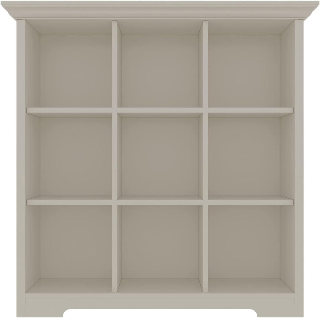 Wooden Cube Shelf Bookcase - Modern 3 Tiers Floorstanding Open Bookshelf with Base for Home and Office, 9 Cubes Storage Cabinet, Warm White